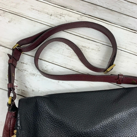 Fossil All Leather Crossbody Messenger Bag Flap Zip Around Expandable Colorblock - Picture 2 of 14